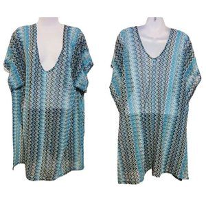Nimes Cote d'Azur Cover Up Size 1X Blue/Brown/Black